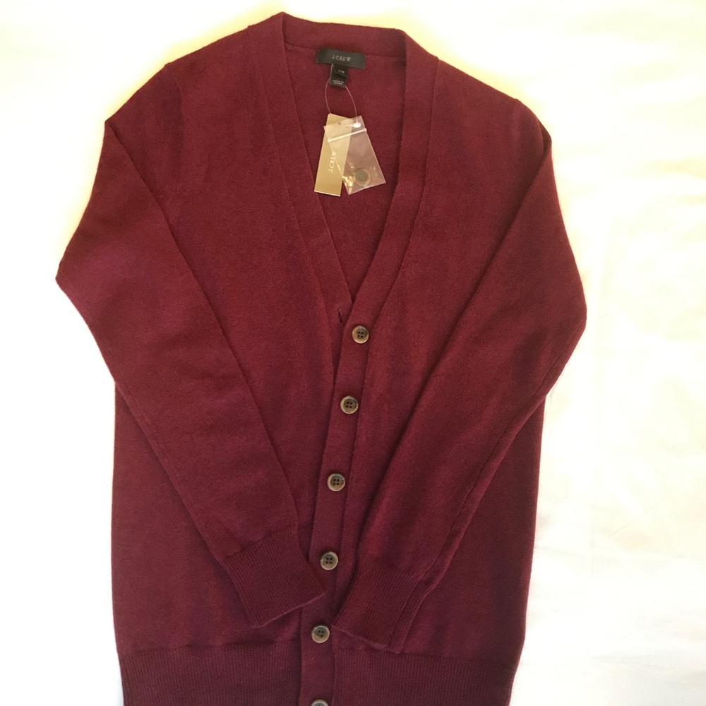 J Crew V neck cardigan, burgundy, Size XXS
